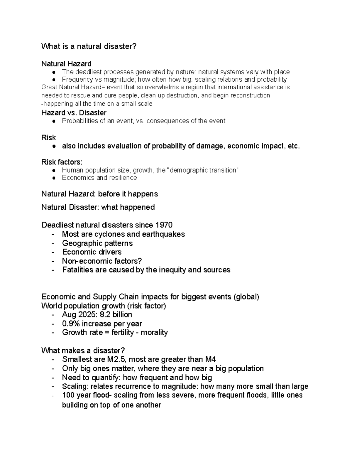 EAS 1200 - Lecture Notes on Natural Disasters and Probability - Studocu