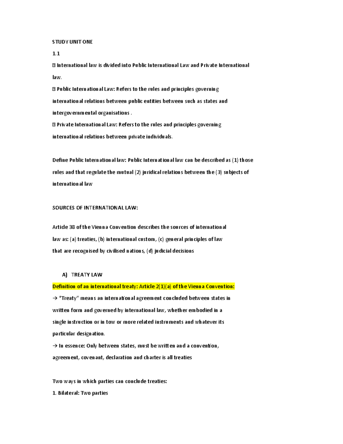 International Law Notes: Key Concepts and Principles Overview - Studocu