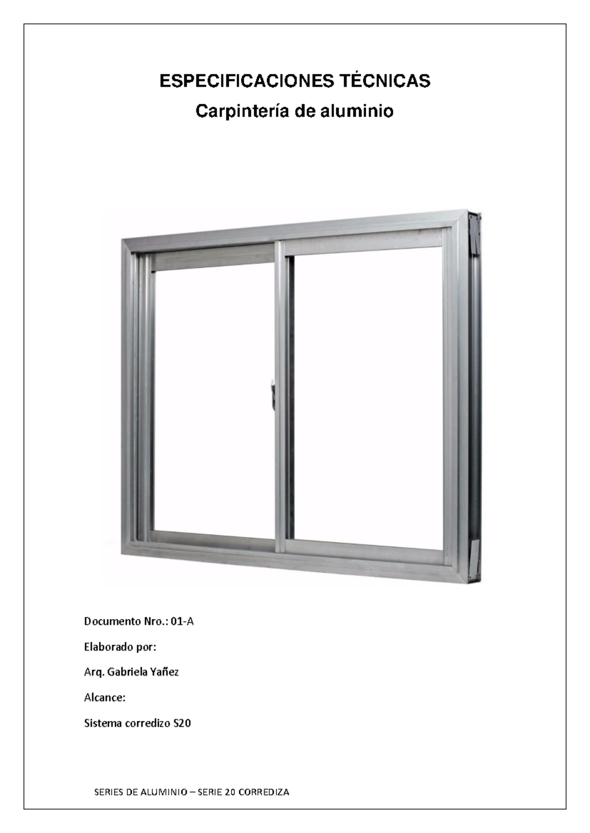 FT Serie 20 - Especificaciones Técnicas para Ventanas Corredizas - Document Preview