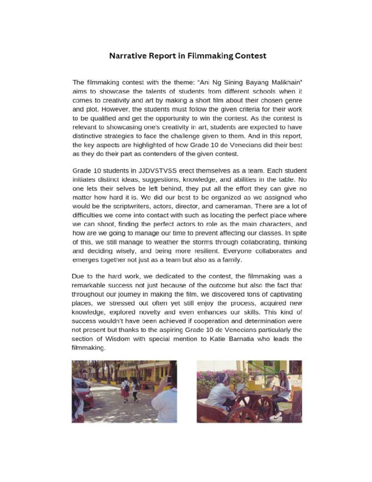 Narrative report in film making - Narrative Report in Filmmaking ...