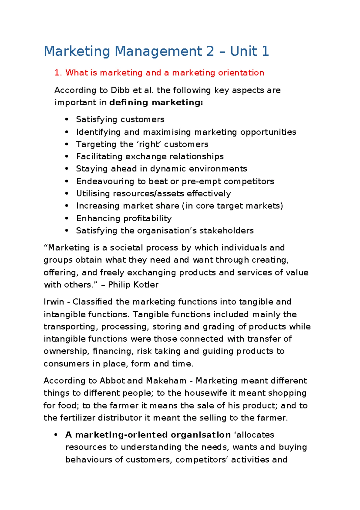 Unit 1 Exam Summary: Introduction to Management Concepts and Theories ...