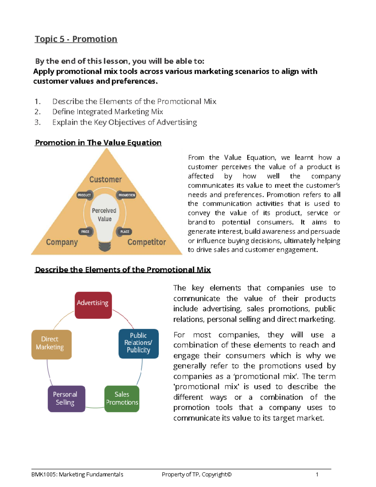 BMK1005: Lecture 5 Summary Notes on Promotion Strategies - Studocu