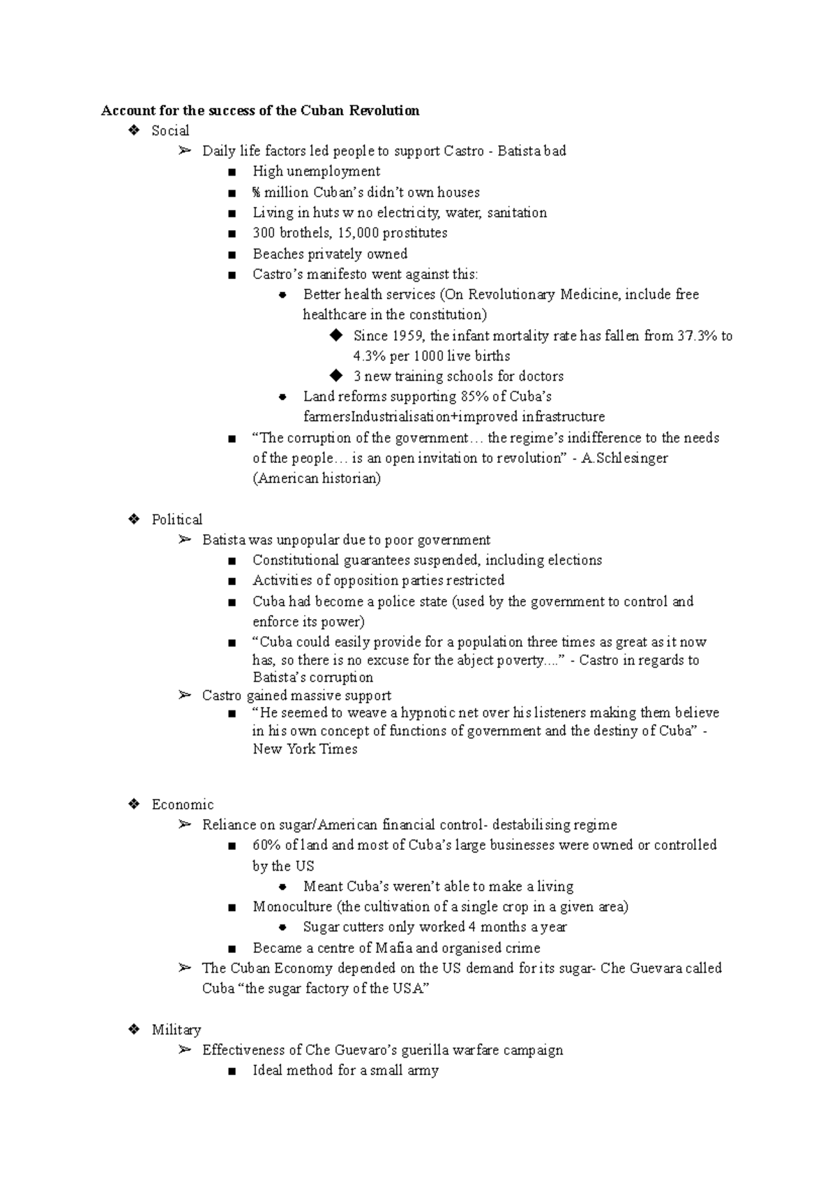 Cuba Essay Plans: Analyzing the Success of the Cuban Revolution ...
