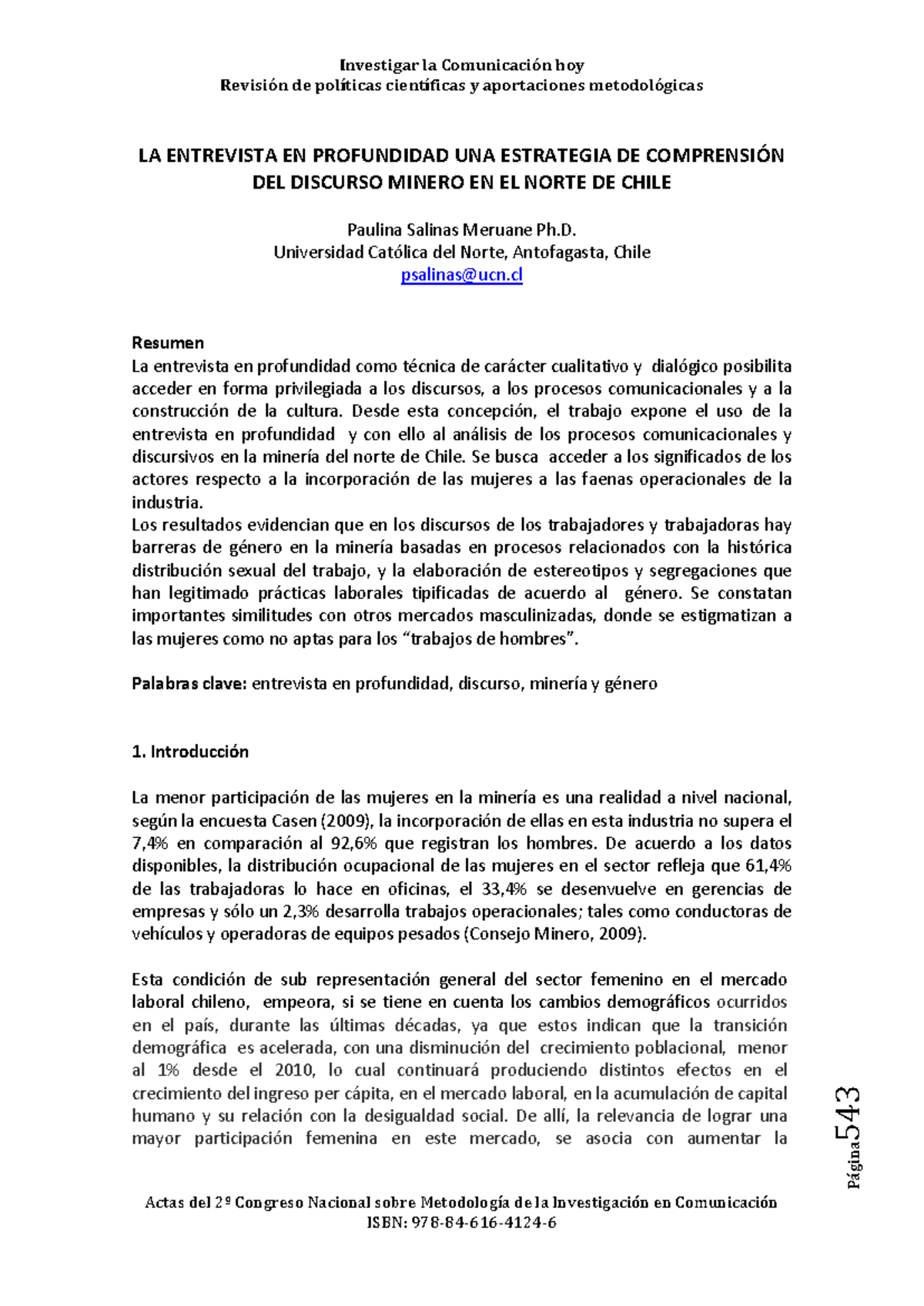 LA ENTREVISTA EN PROFUNDIDAD: DISCURSO MINERO Y GÉNERO EN CHILE - Studocu