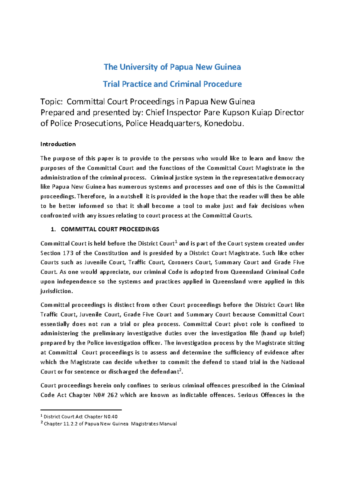 Lecture Notes on Committal Court Proceedings - Trial Practice (CPC ...