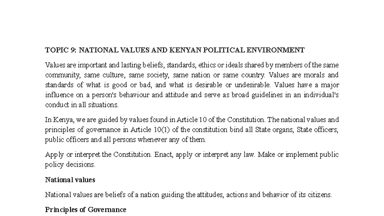 National Values and Principles of Governance in Kenya: A Political ...