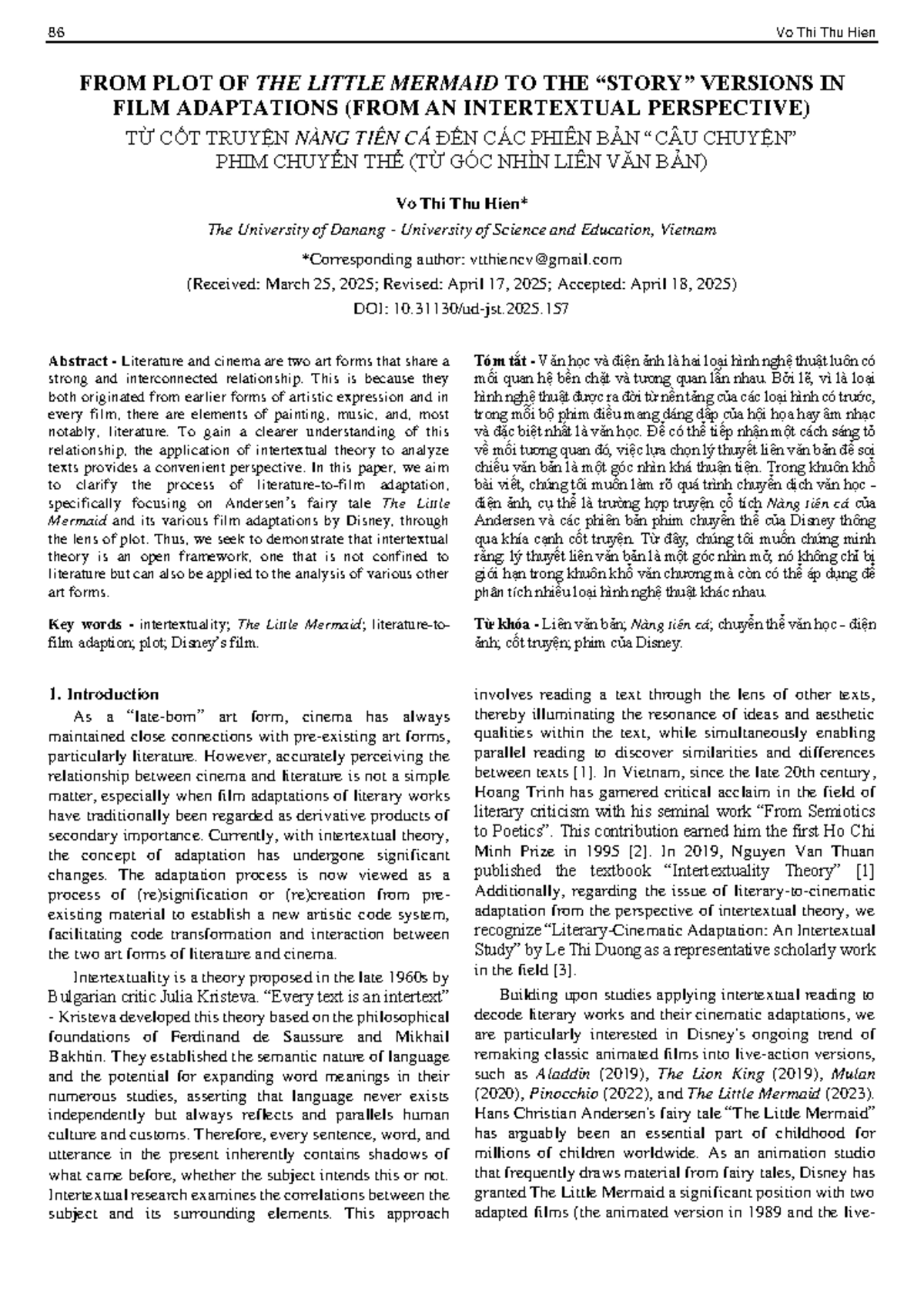 86 Vo Thi Thu Hien INTERTEXTUAL ANALYSIS OF THE LITTLE MERMAID FILM ...