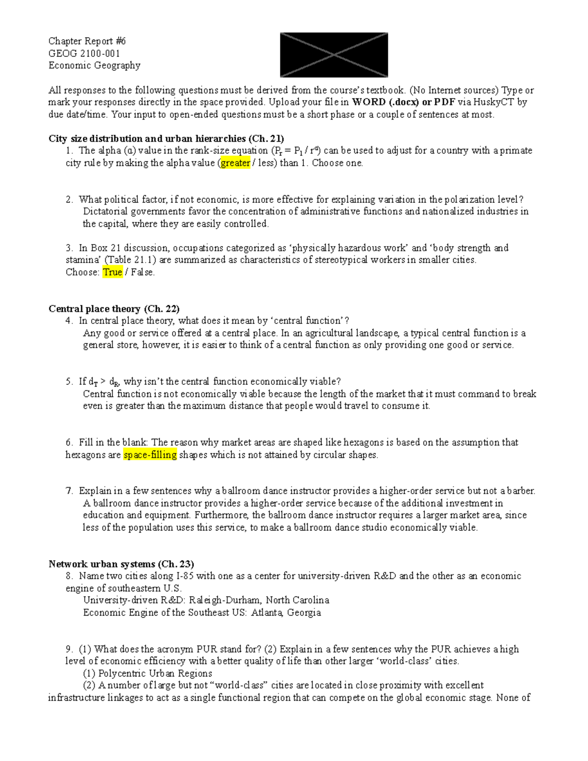ECON GEO Chapter Report 6 - Chapter Report # 6 GEOG 2100 - 001 Economic ...