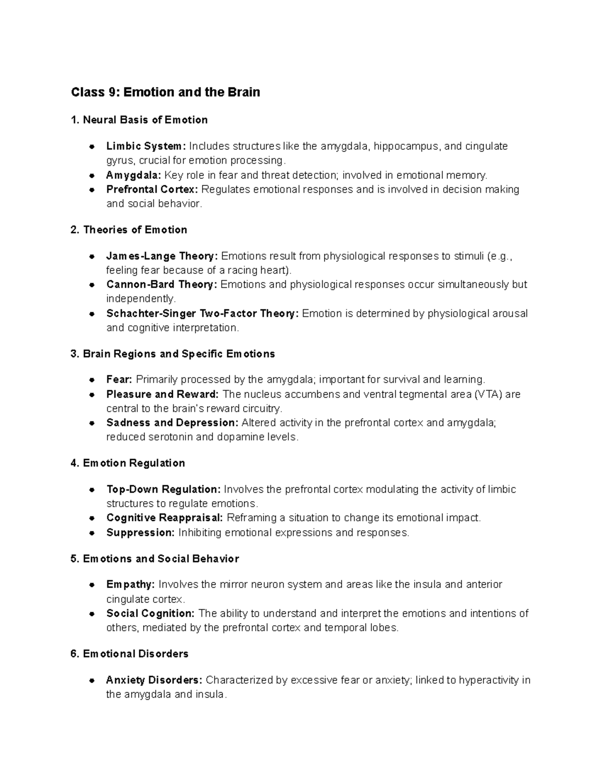 Neuro 8 - Lecture Notes on Emotion and the Brain Concepts - Studocu