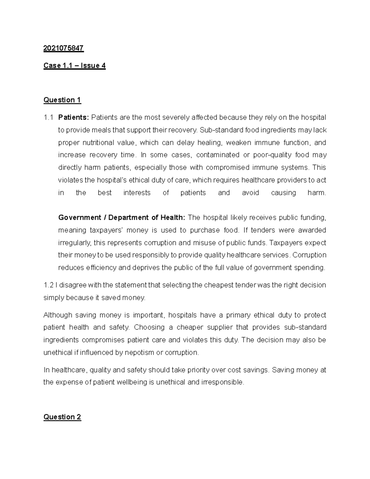 LU2 Case Study 1.1: Ethical Issues 4 & 5 Analysis - Studocu