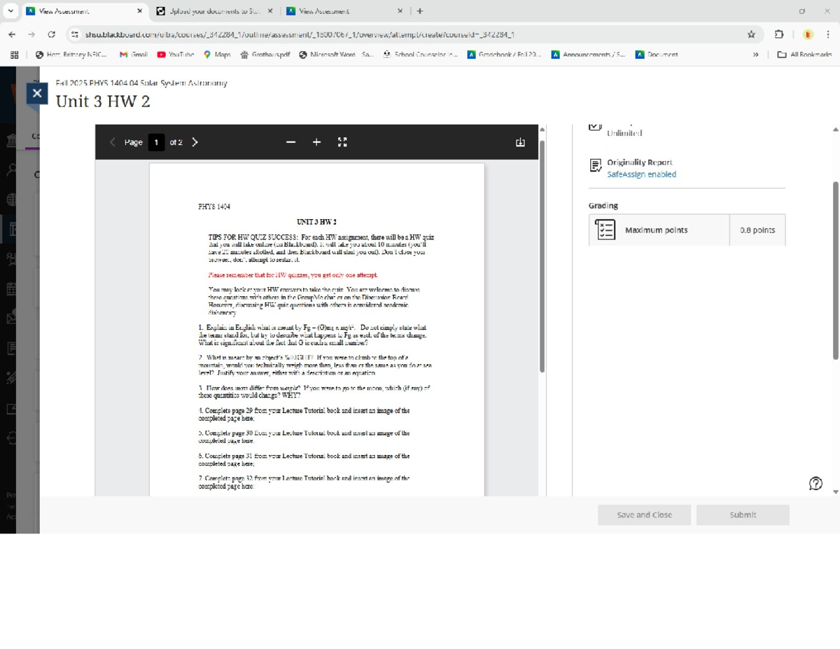PHYS 1404 Unit 3 Homework Guide for Astronomy - Studocu