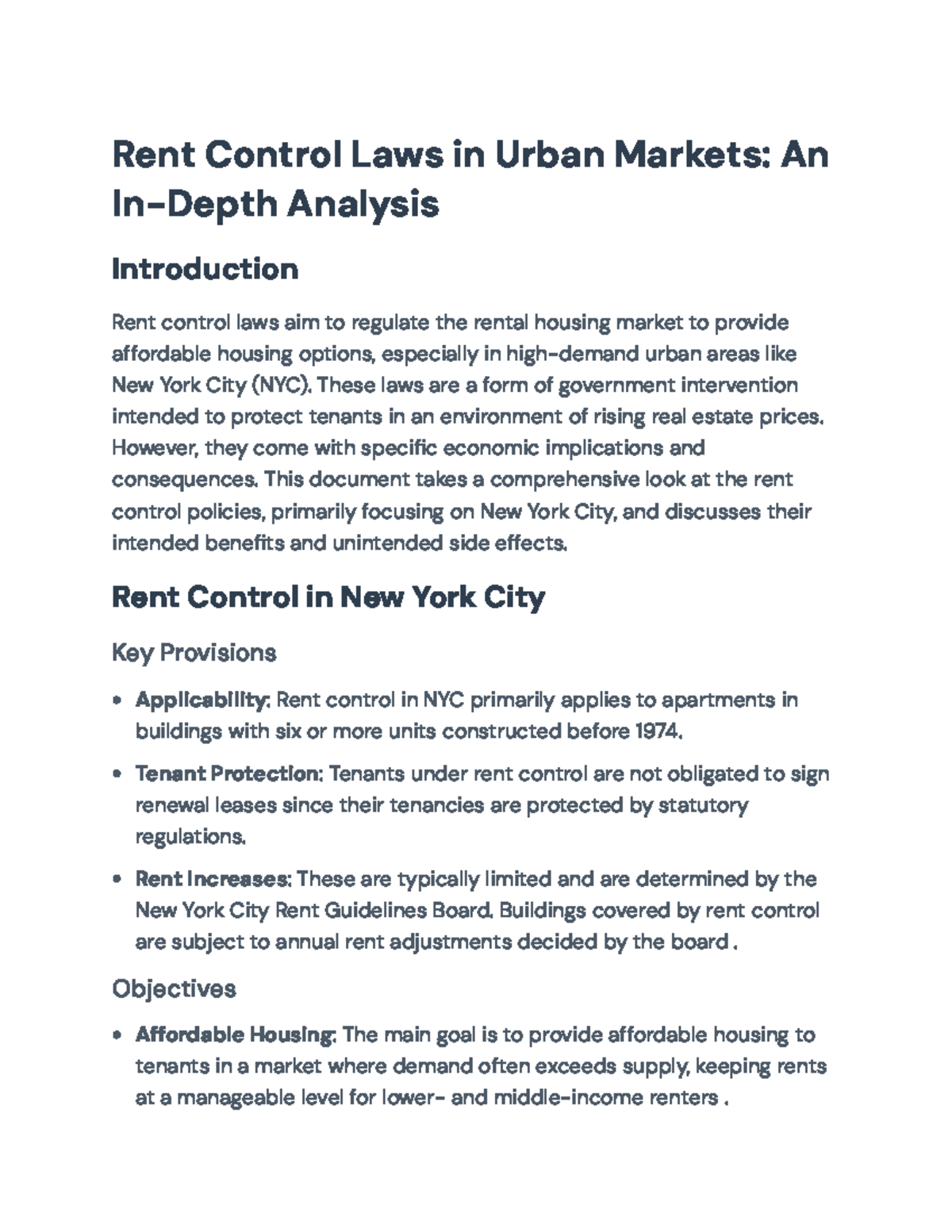 Rent Control Policies in NYC: An Economic Analysis of Impacts - Rent ...