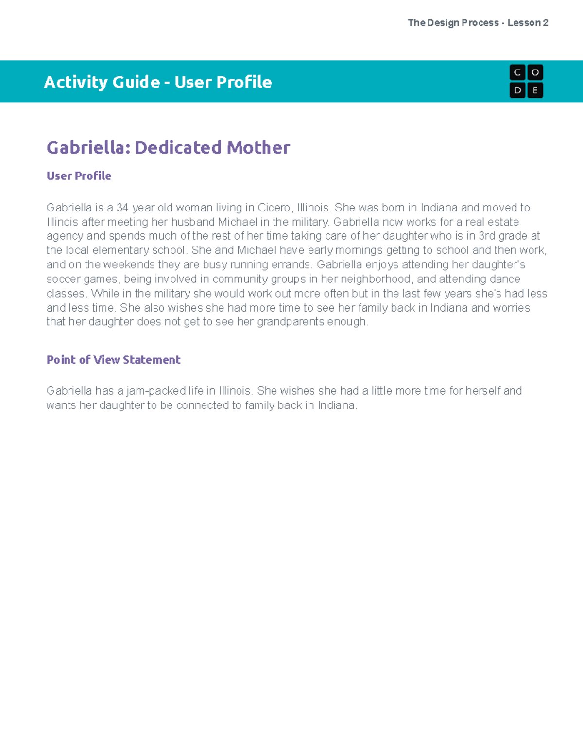 U4L02+-+Activity+Guide+-+User+Profile+2 - The Design Process - Lesson 2 ...
