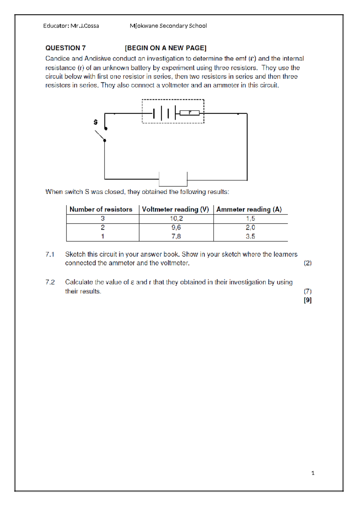 Q on Electric circuit 2 - none - Studocu