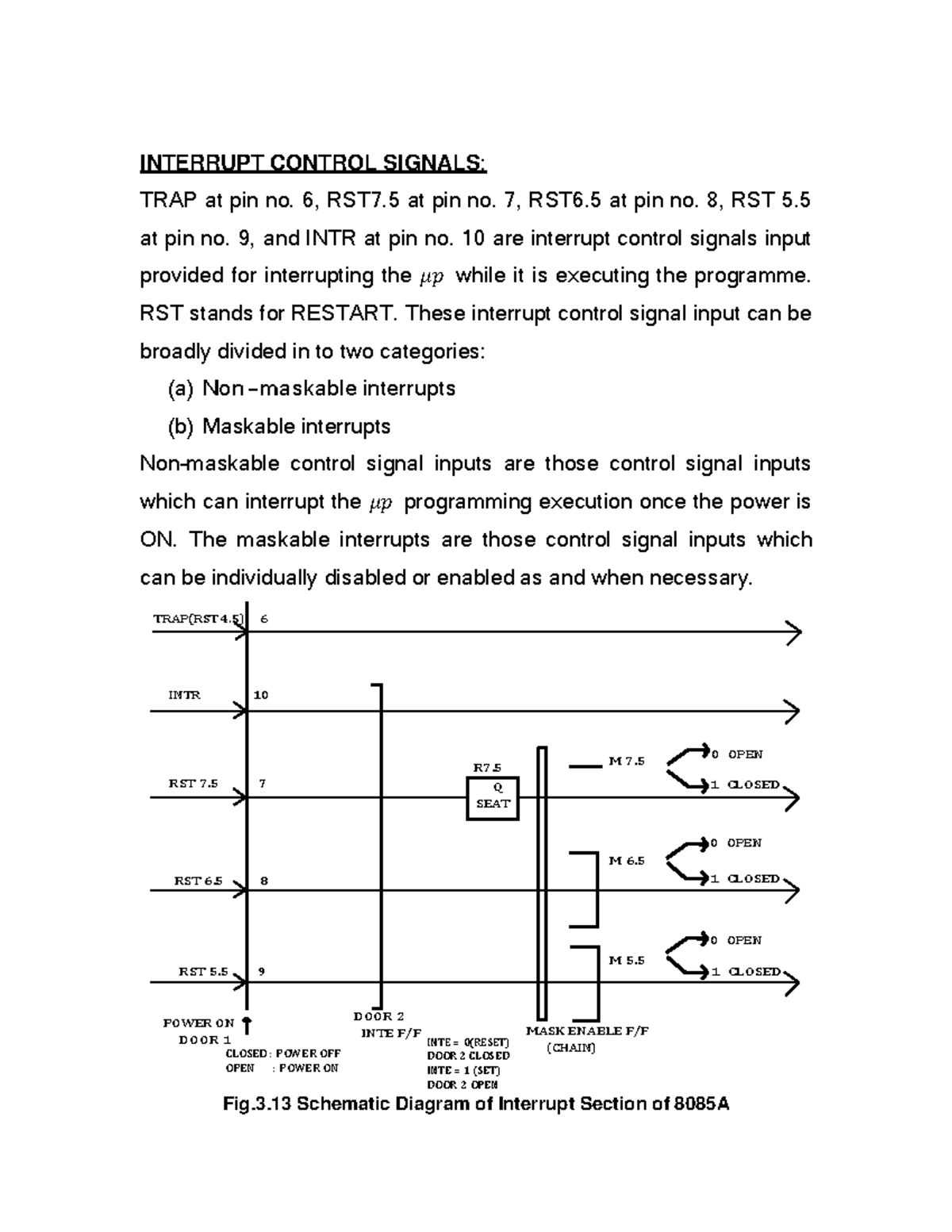Computer architecture - TRAP(RST 4) 6 INTR 10 RST 7 R7 M 7 1 CLOSED 0 ...