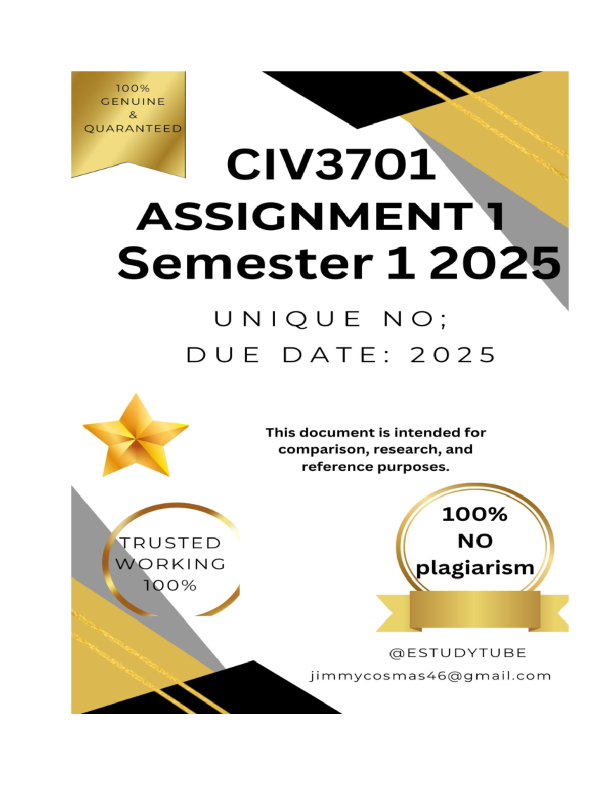 CIV3701 Assignment 1: Comprehensive Solutions & Explanations for 2025 ...