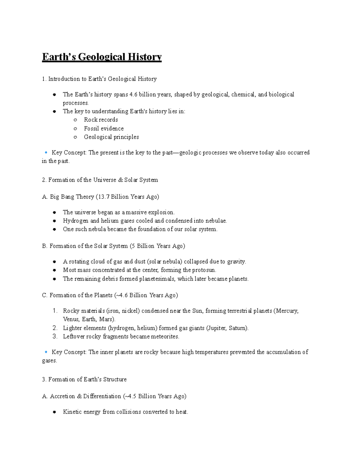 Comprehensive Study Guide: Earth’s Geological History (Course Code ...
