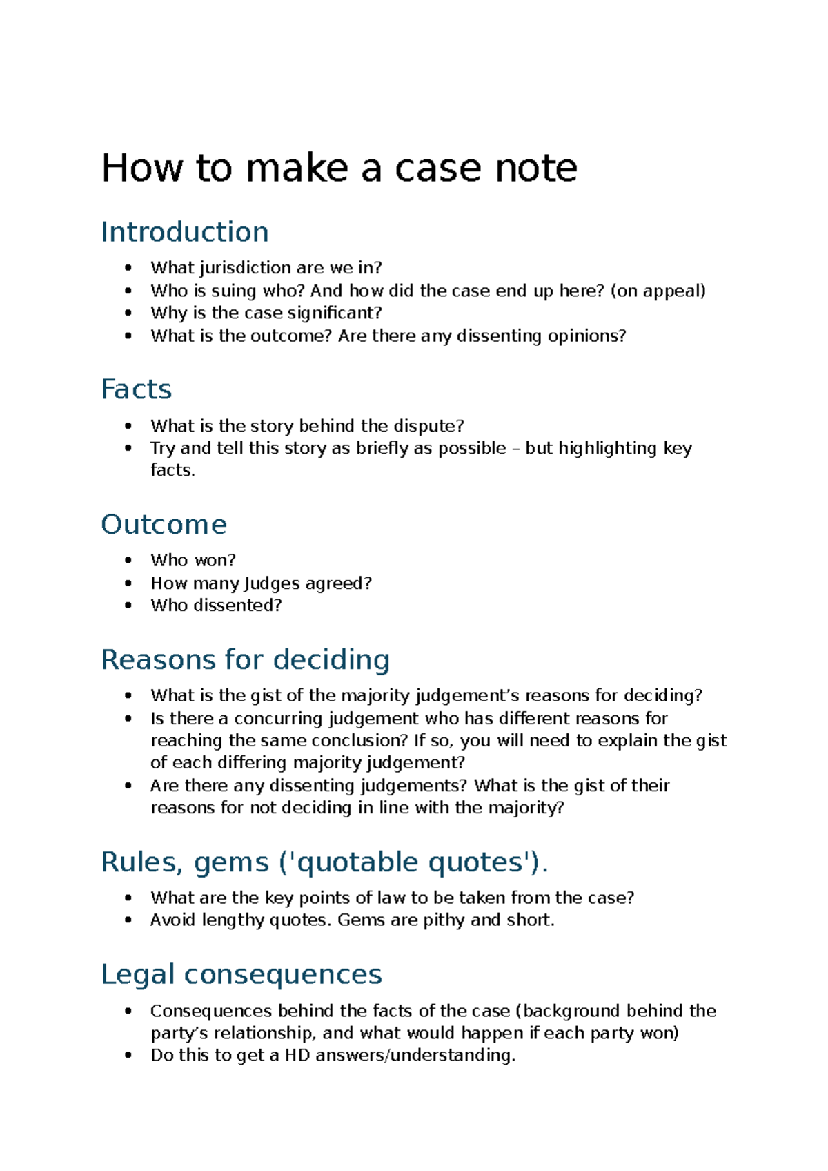 How to Write a Case Note: Key Elements and Structure - Studocu