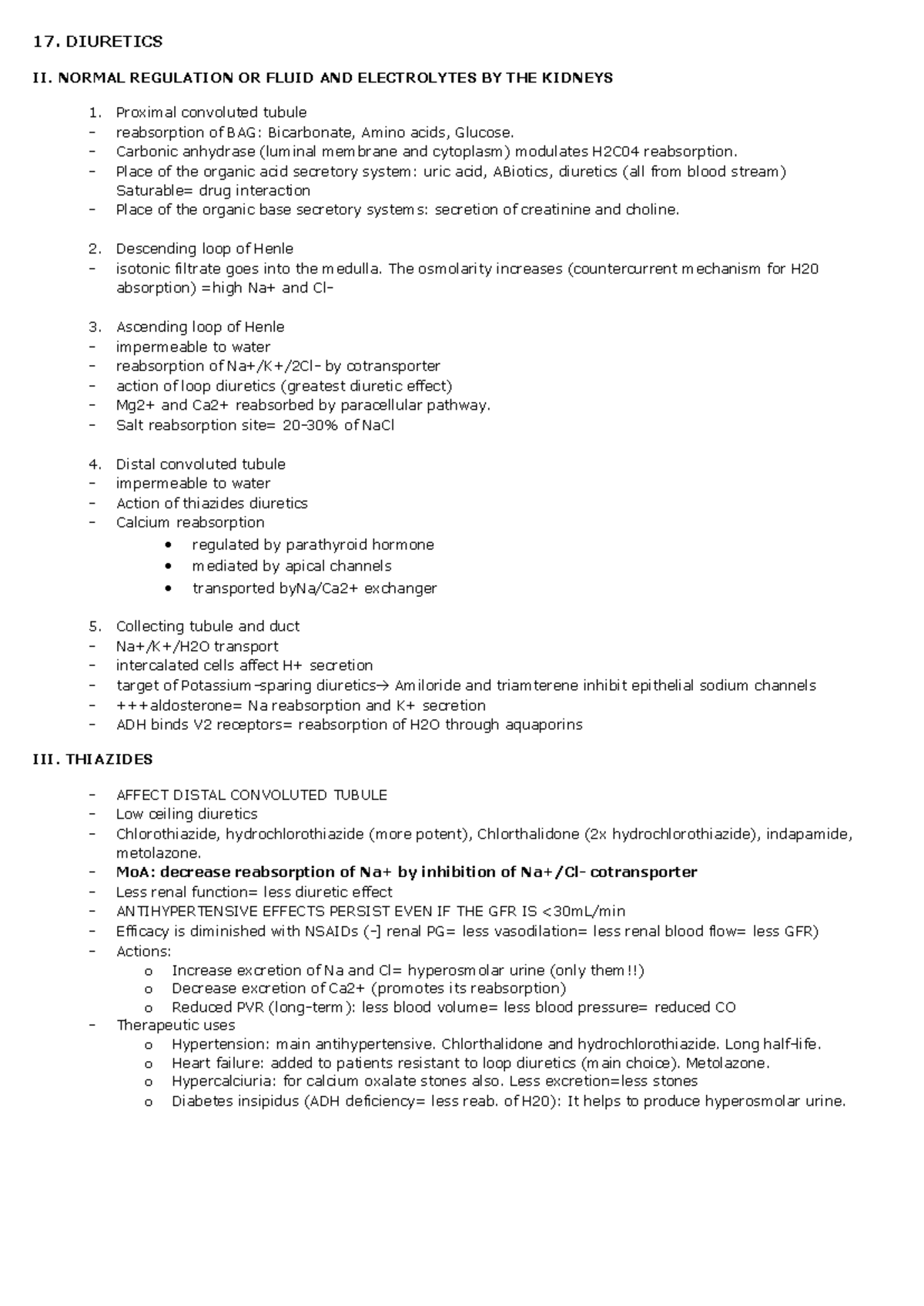 Pharmanotes 17: Comprehensive Overview of Diuretics - Studocu
