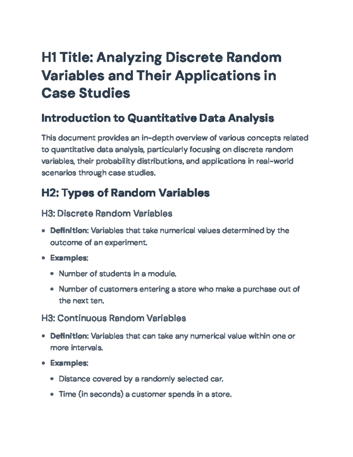 Applying Probability Distributions: Discrete Random Variables in Case ...