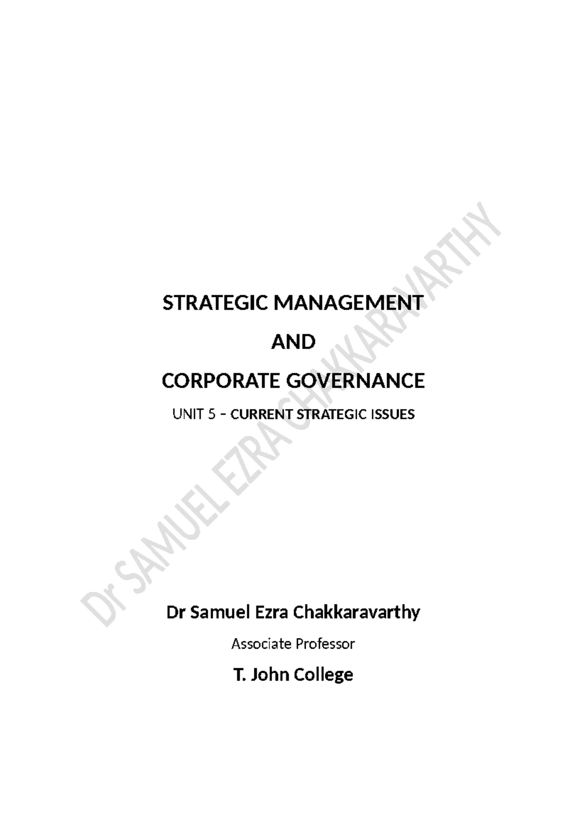 SMCG 501: Comprehensive Notes on Strategic Management & Governance ...