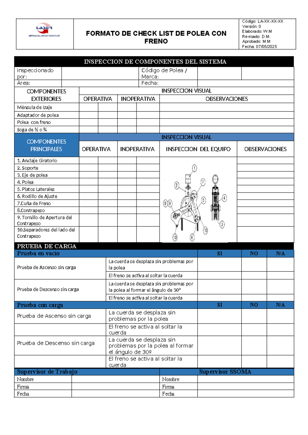Check List de Polea con Freno - Securpulley - Document Preview