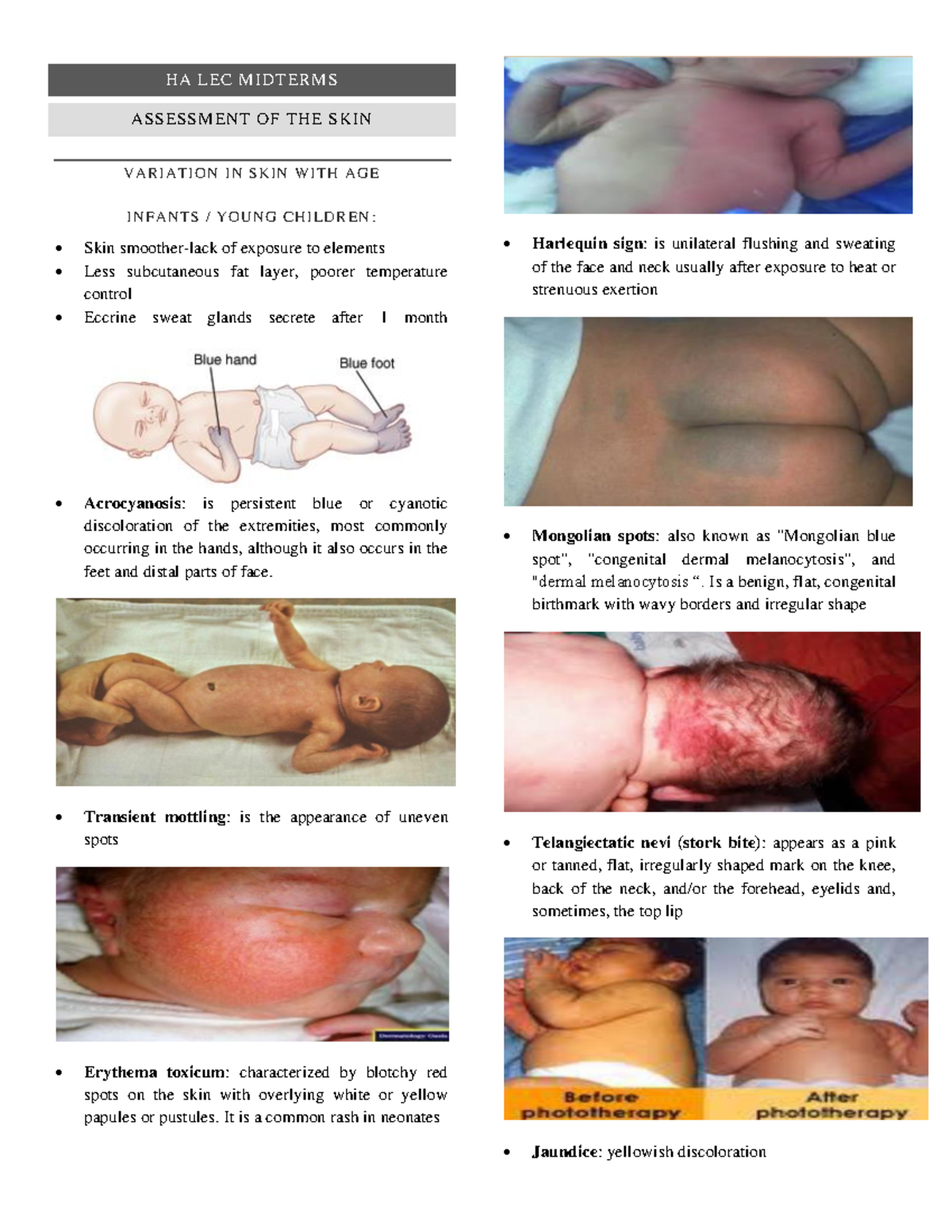 HA LEC Midterm Exam Notes - Skin and Physical Assessment - Studocu