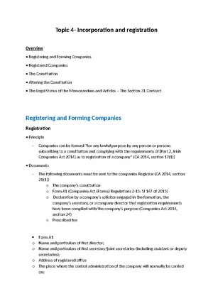 consequences of incorporation separate legal