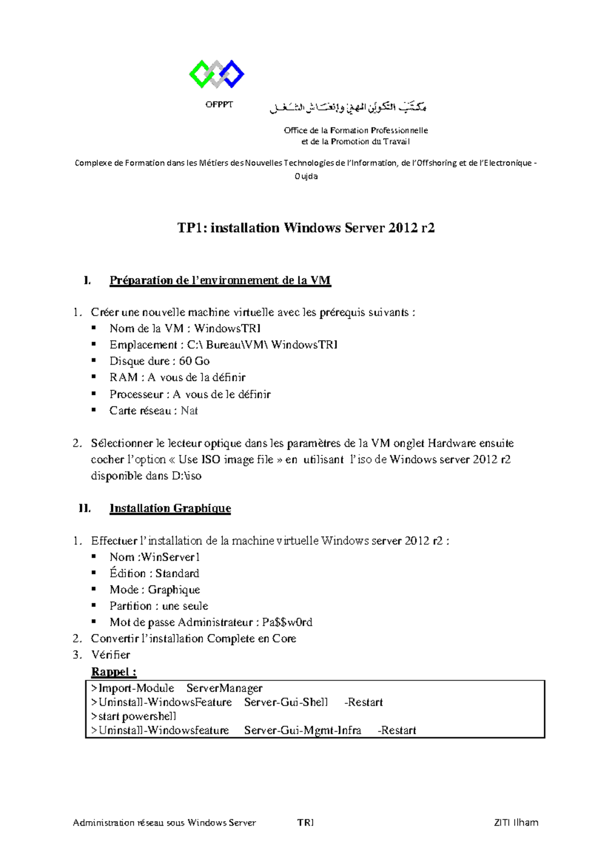 TP1: Création et Installation de VM Windows Server 2012 r2 - Studocu