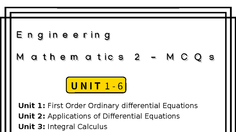 Engineering Mathematics II (M2) MCQs: Units 1-6 Overview - Studocu