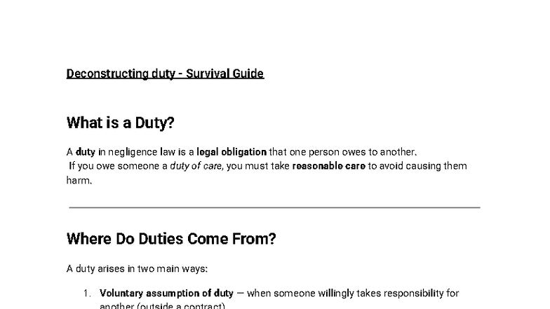 Duty of Care in Negligence Law: A Comprehensive Guide (DUTY NOTES 2025 ...