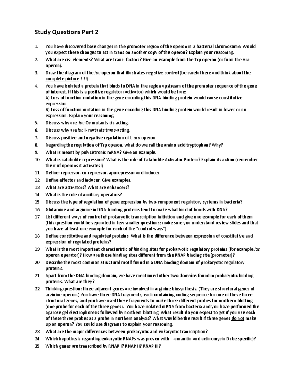 Study Questions Part2 - Would you expect these changes to act in trans ...