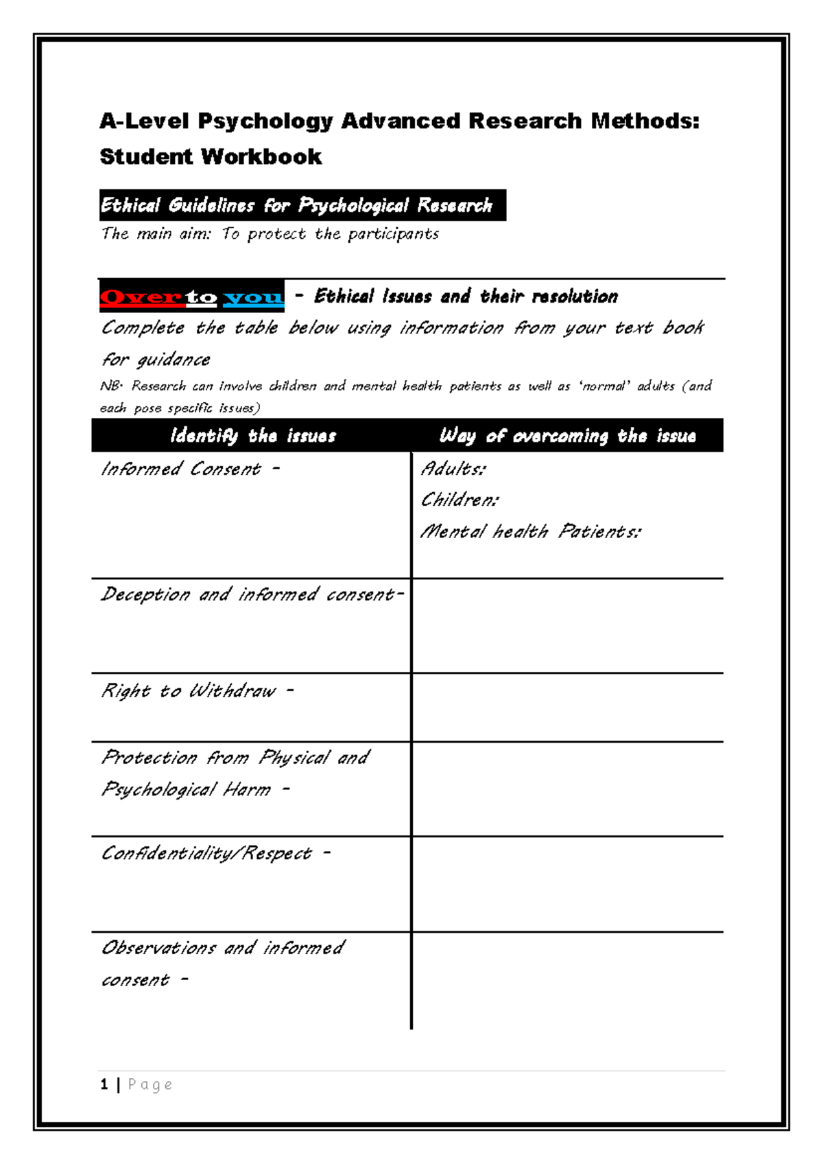 Psychology Advanced RM workbook new 2019 - A-Level Psychology Advanced ...