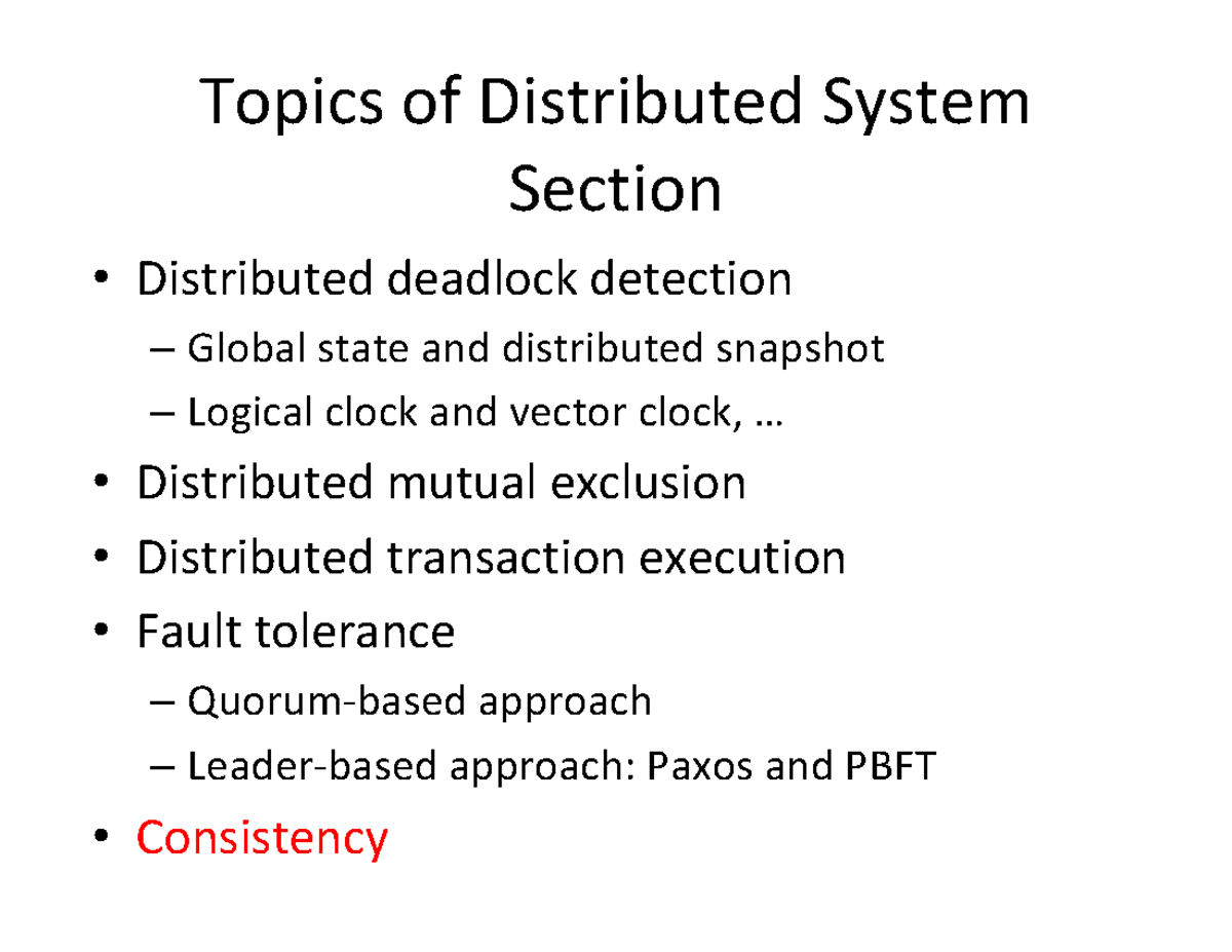 Lecture on Distributed Systems: Consistency Models - Studocu