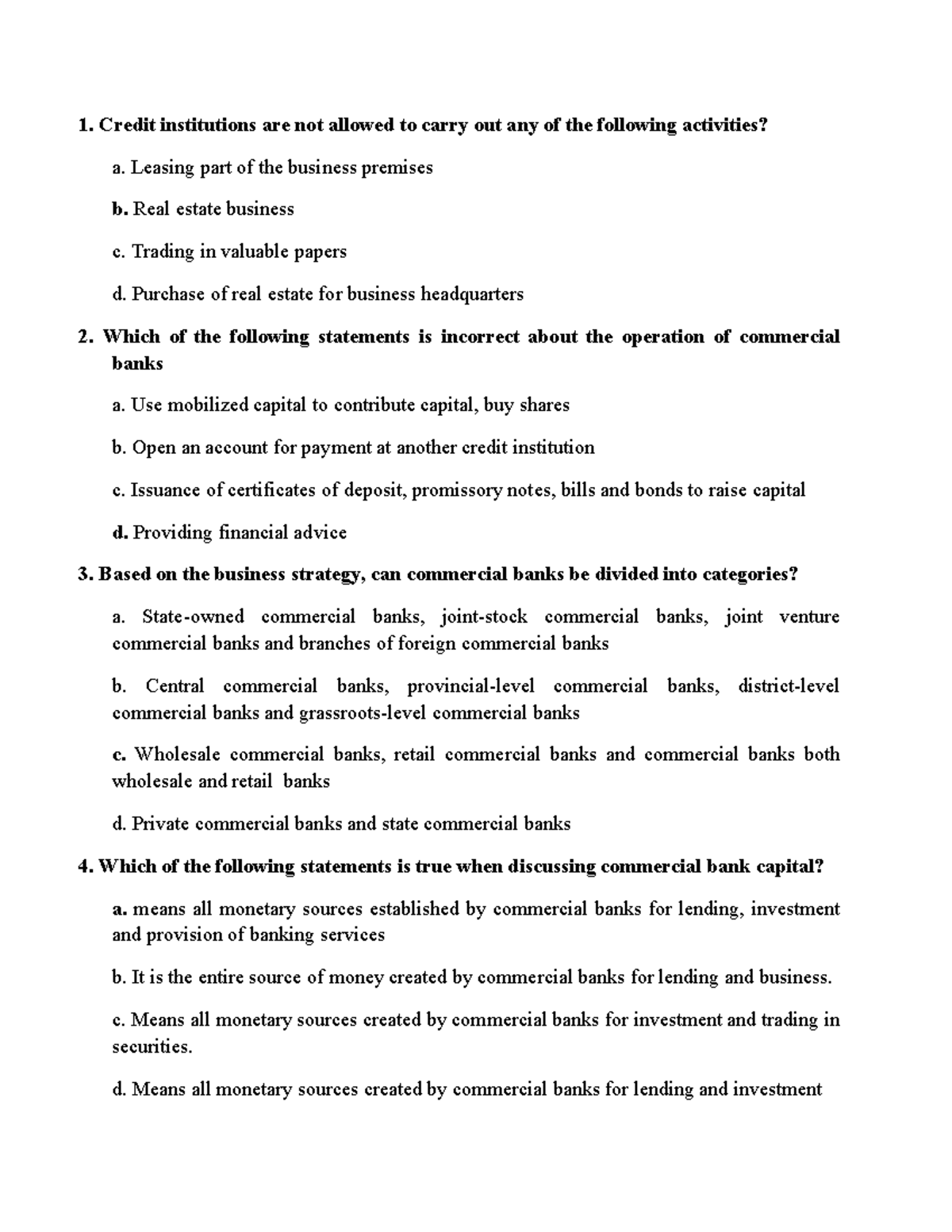 Commercial Banking Operations: Key Concepts and Regulations (TN-t - 000 ...