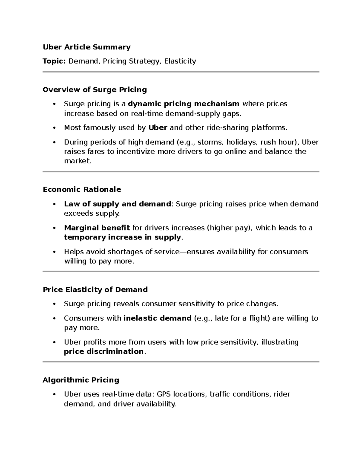 Uber article summary: Understanding surge pricing and its implications ...