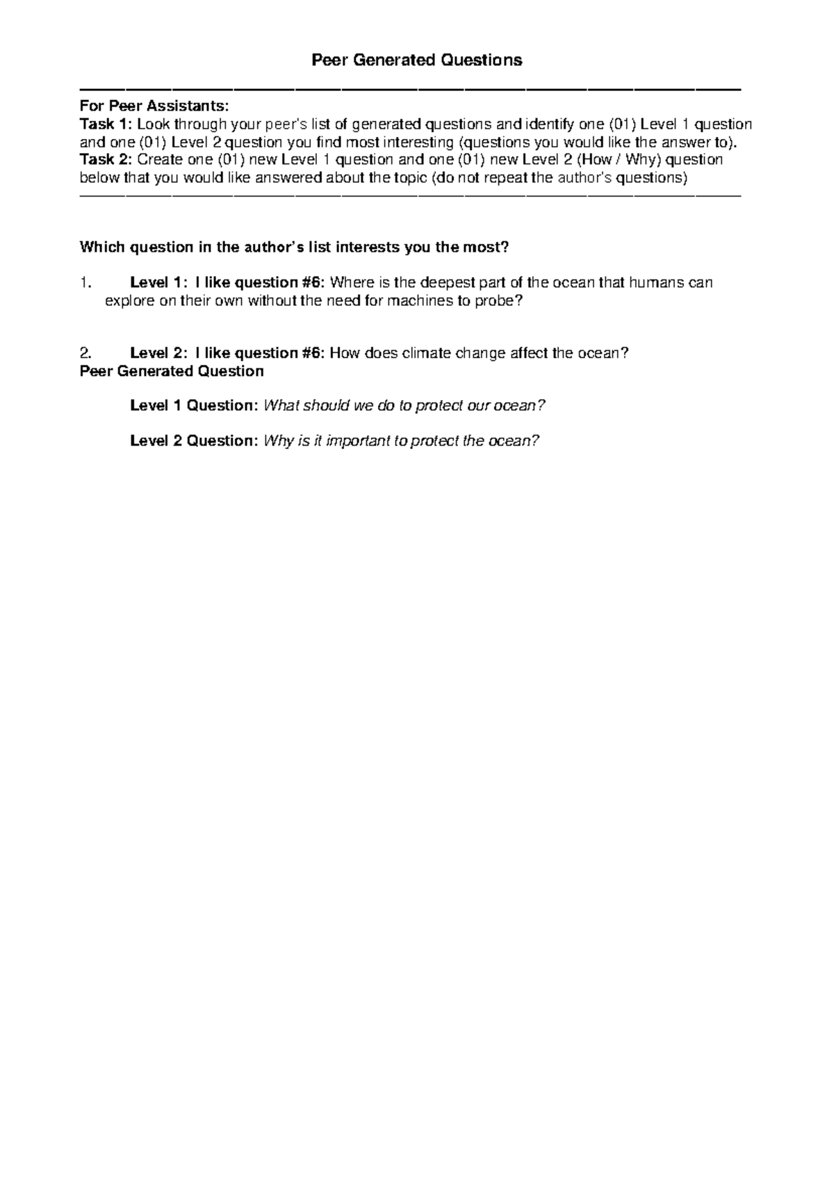 Peer Generated Questions-Nhatlinh - Peer Generated Questions - Studocu
