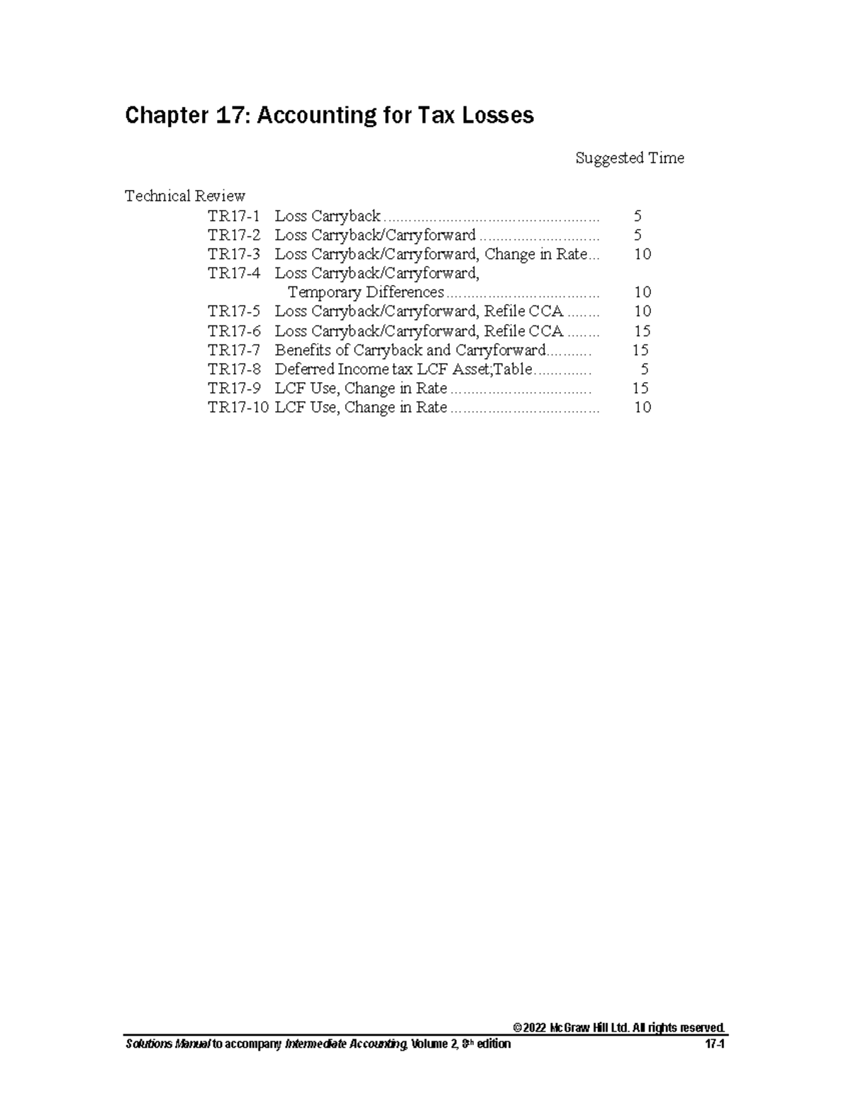 Intermediate Accounting - Technical Review Qs for Chapter 17 - Studocu