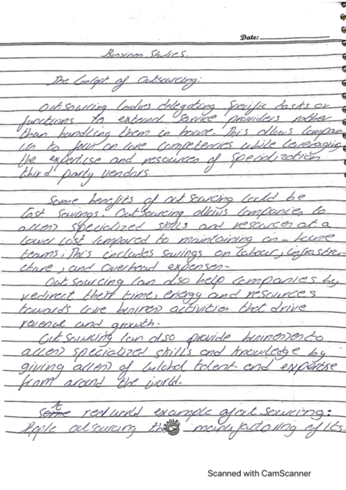 Cam Scanner 02-06-2024 21 - Date: Busines Studies The Conlect of ...