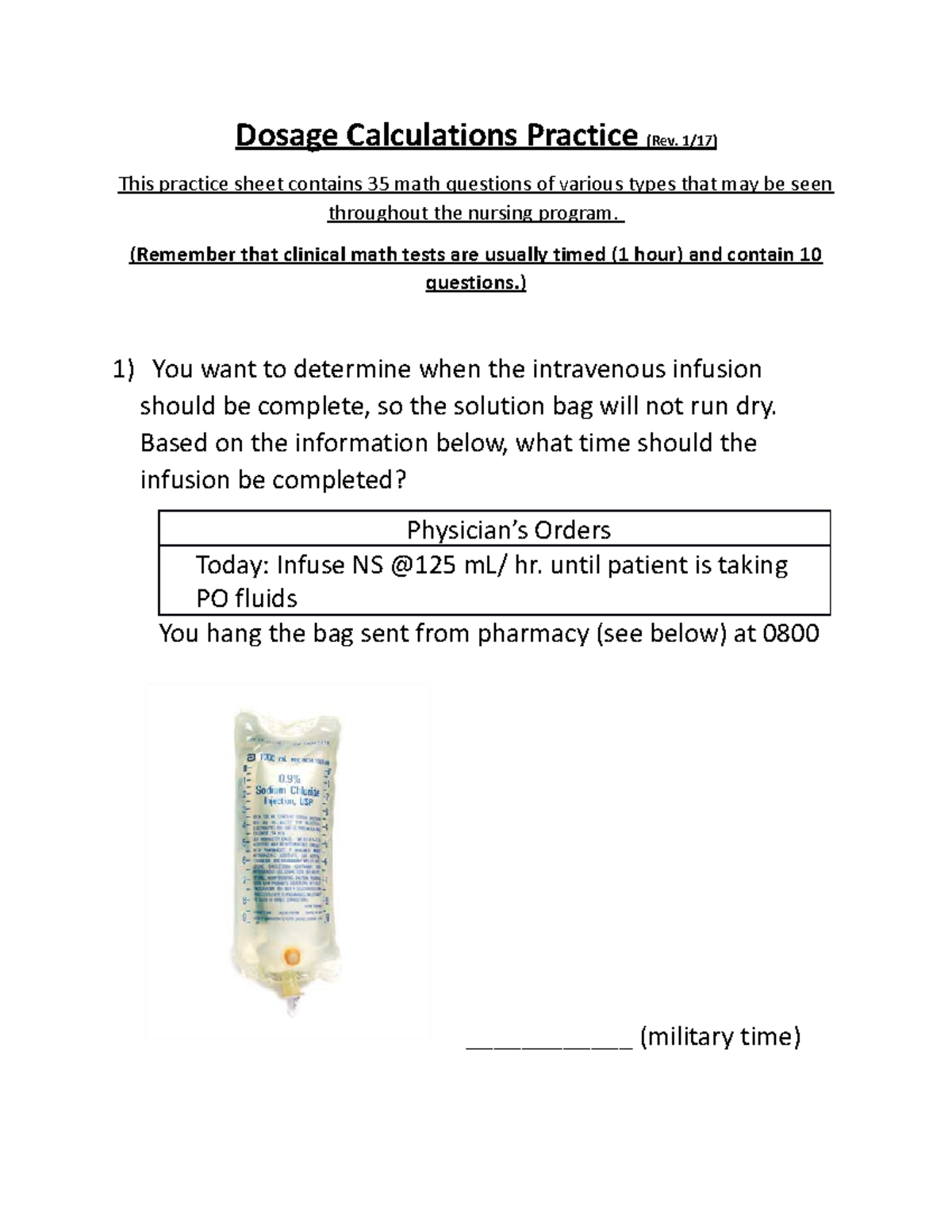 Dosage Calculations Practice for Nursing - Math Guide - Studocu