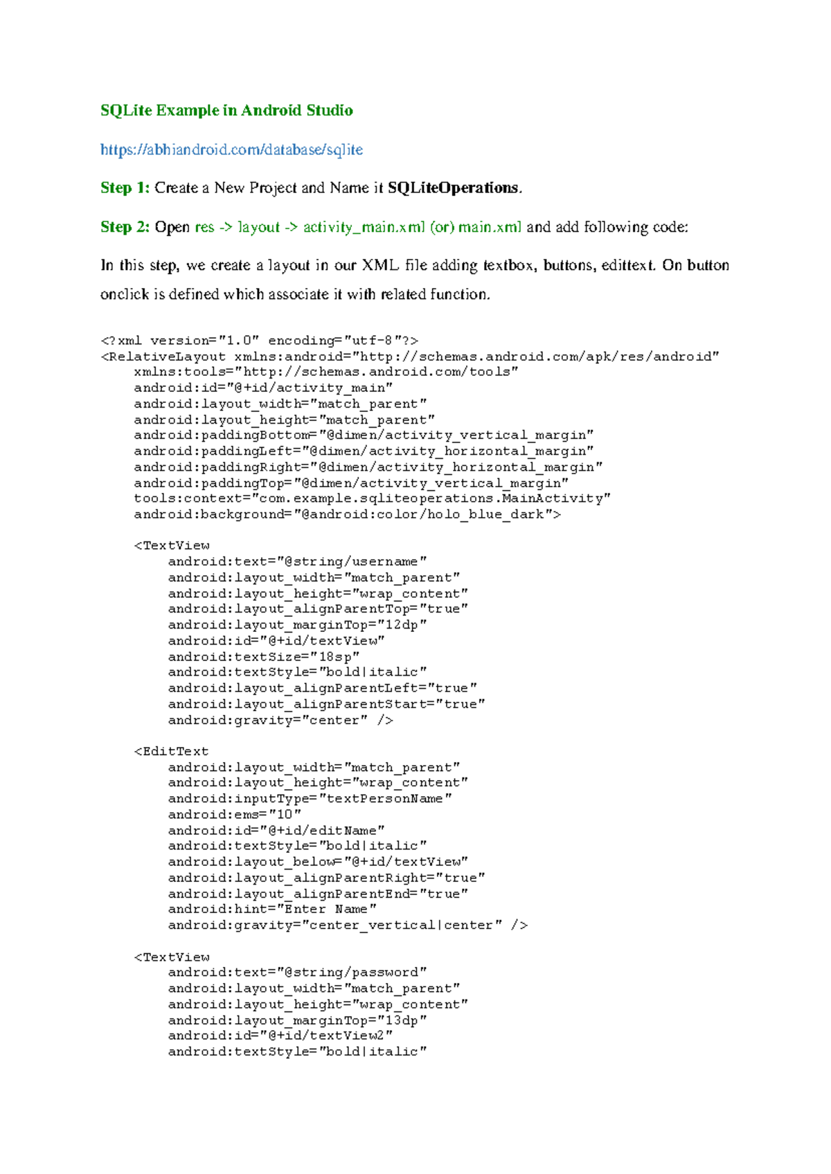 SQLite Example In Android Studio - SQLite Example in Android Studio ...
