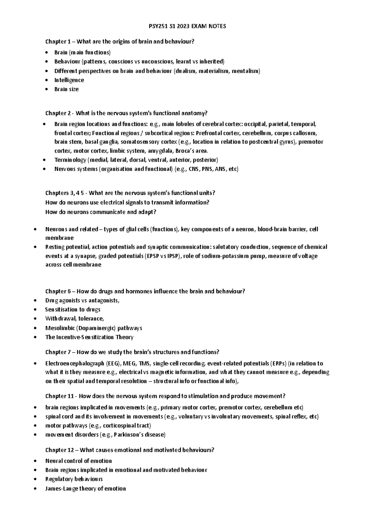 PSY251 S1 2023 Comprehensive Exam Notes and Study Guide - Studocu