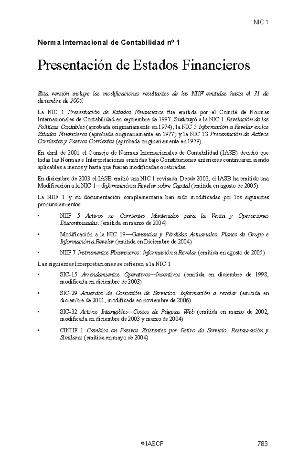 NIC 1 Presentacion de Estados Financieros - NIC 1 Norma Internacional ...