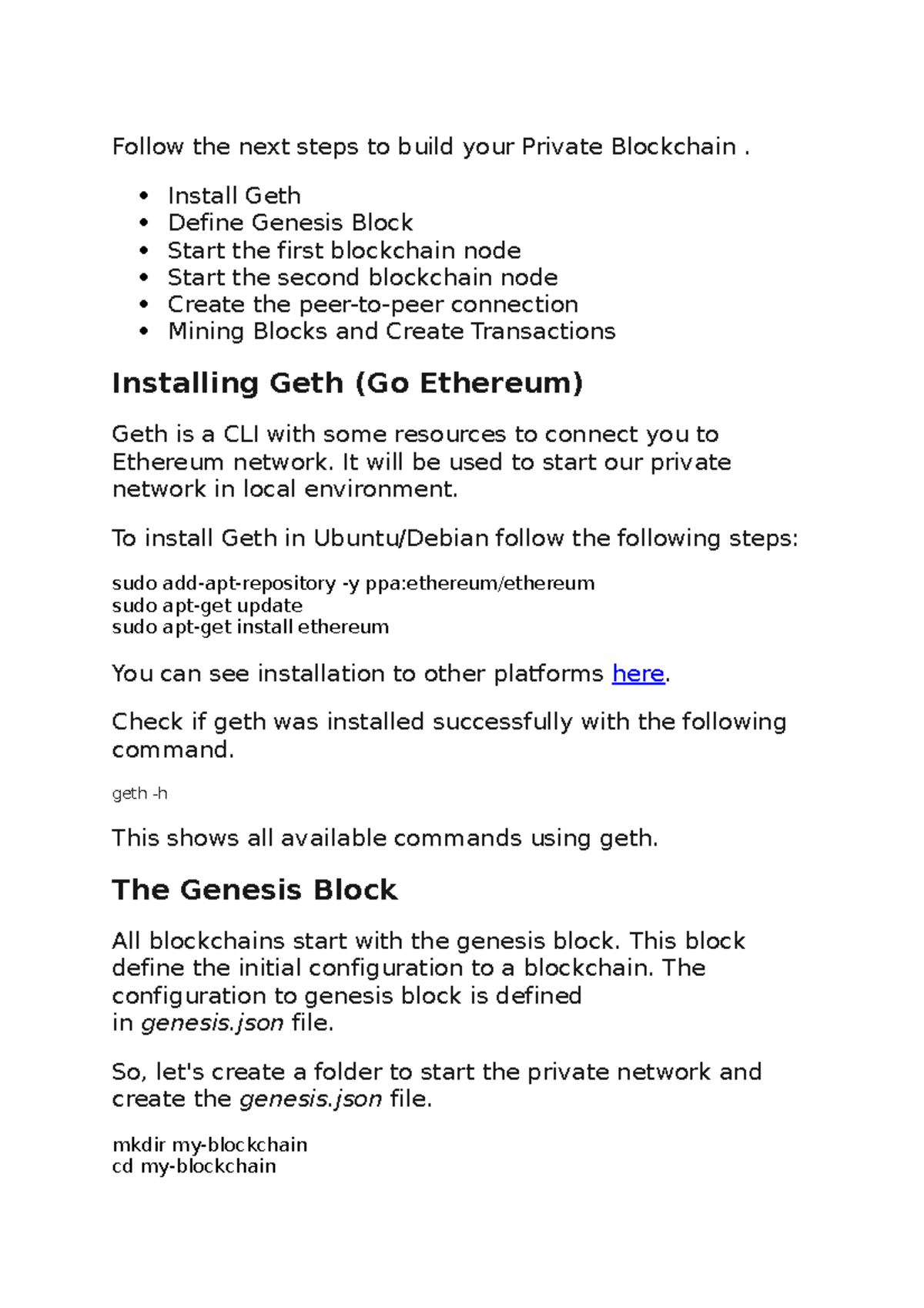 Build Your Private Blockchain with Geth: Step-by-Step Guide - Studocu