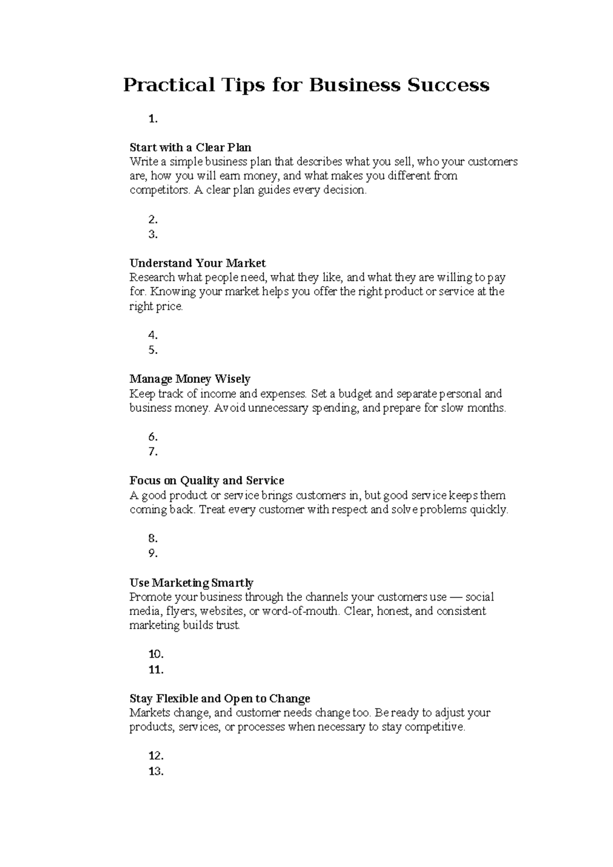 💼 Practical Tips for Business Success: A Guide to Thrive - Studocu