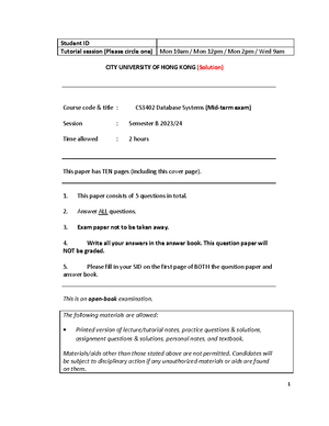 Database Systems - CS3402 - CityU - Studocu