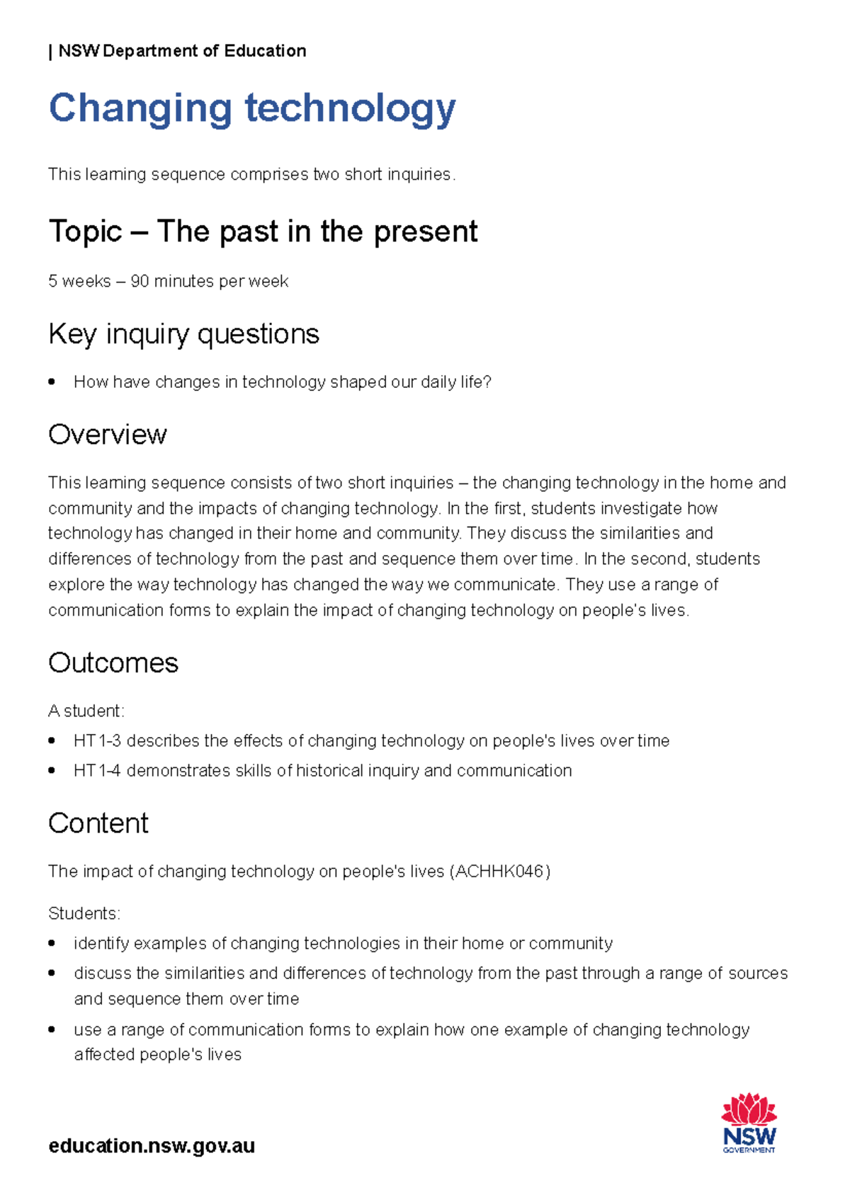 History S1: Changing Technology and Its Impact on Daily Life - Studocu