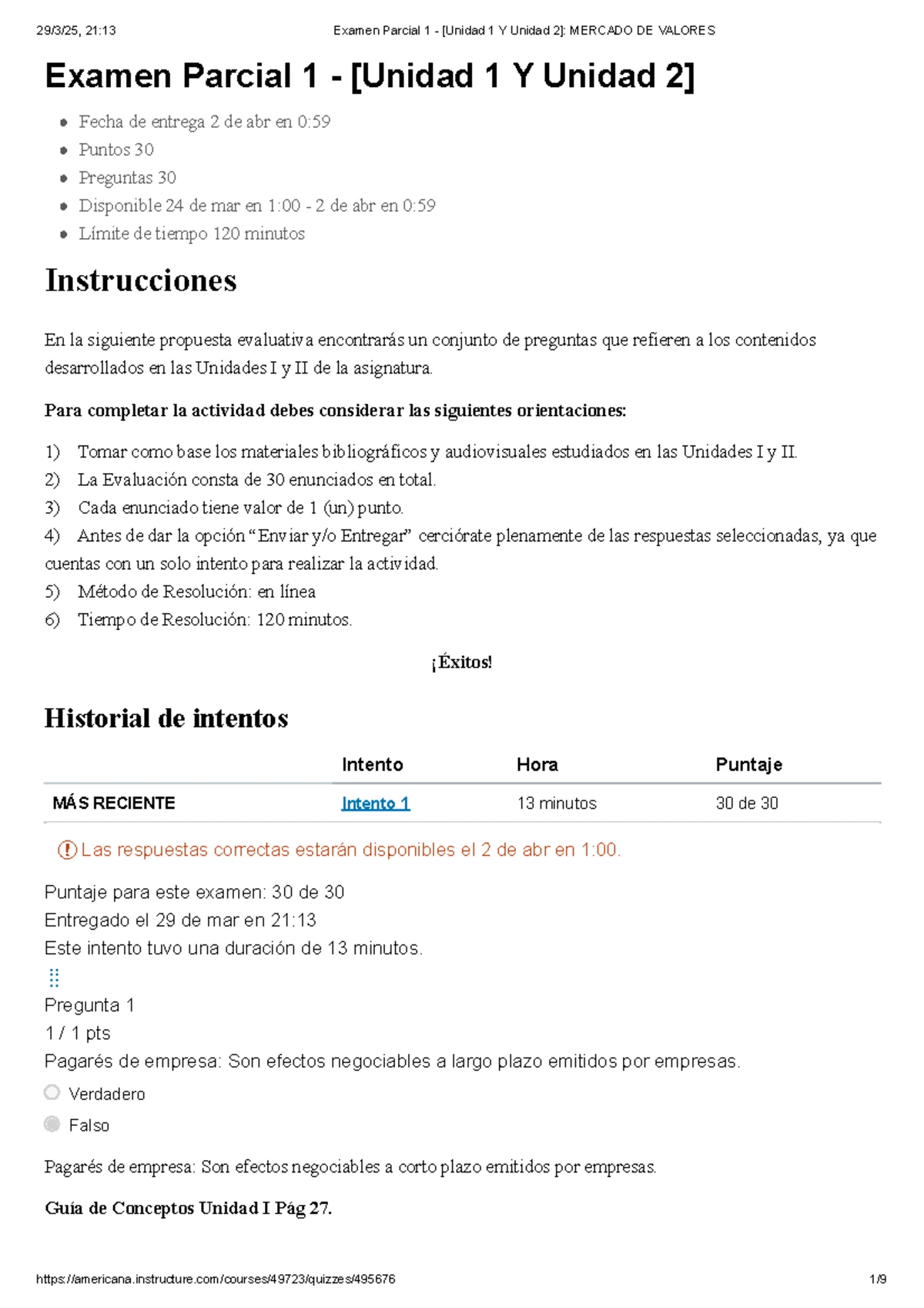 Examen Parcial 1 - Unidades I y II ADMINISTRACION DE COSTOS II - Studocu