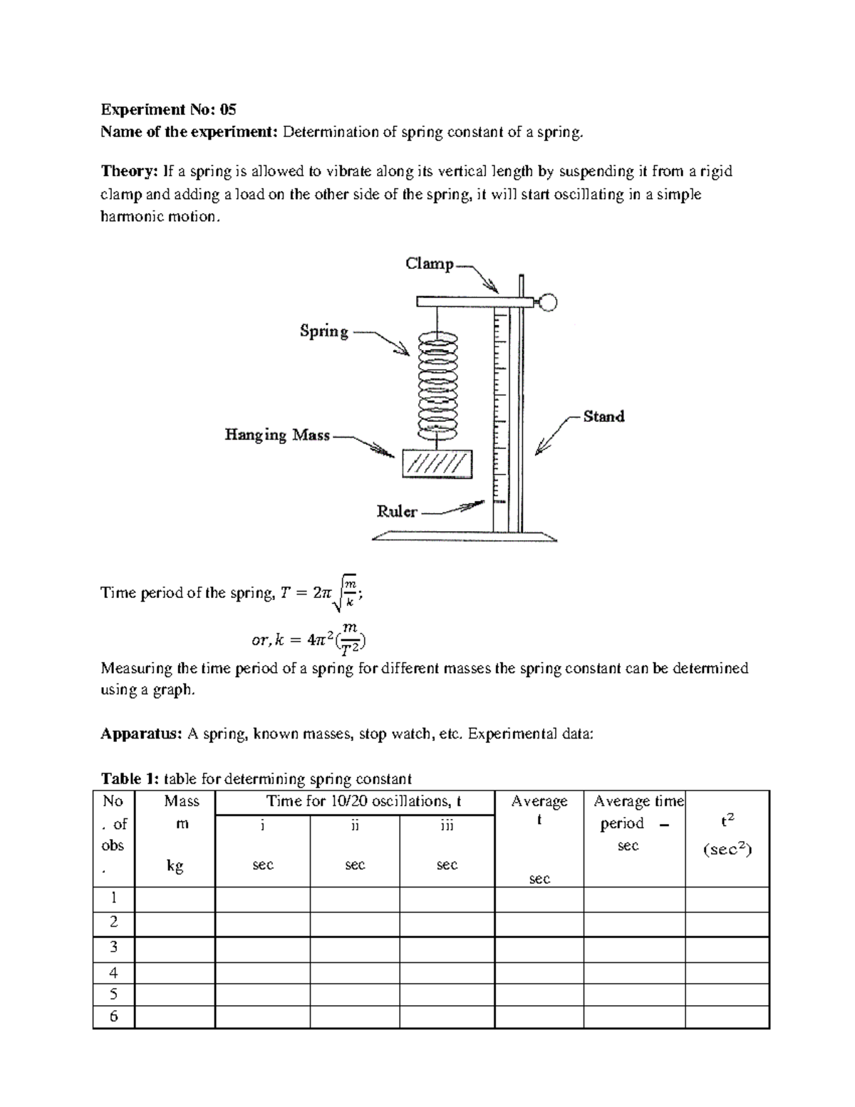 Lab-5 - Physics practical sheet 5 - Experiment No: 05 Name of the ...