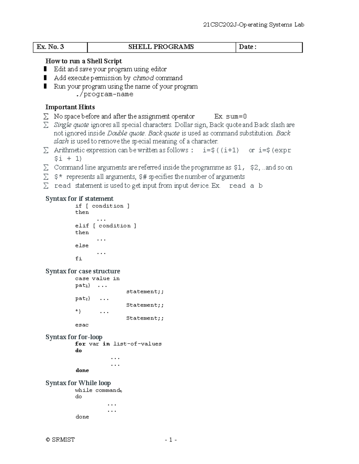 EX 3 - 21MAB304T - 21CSC202J-Operating Systems Lab © SRMIST - 1 - Ex ...